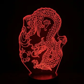 Kinesisk Drage Form 3D LED-Lys Hjem, Soveværelse Dekorative Nat Lampe 3D-Akryl Bord Lampe til Sengen Legetøj Gaver