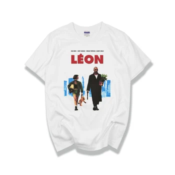 Klassisk fransk film LEON PROFESSIONELLE kortærmet t-shirt t-shirt til mænd mode bomuld jersey høj kvalitet
