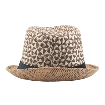 Klassiske Mandlige Fedora Strå Hat til Beskyttelse af Solen om Sommeren Stranden i Panama Hatte til Kvinder Trilby Cap Mand Jazz Hat Part Trekant Gitter