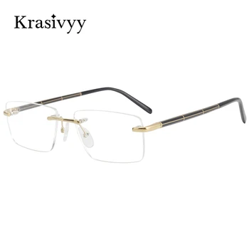 Krasivyy Træ-Uindfattede Briller Ramme Mænd Top Kvalitet Nærsynethed Optisk Recept Briller Mandlige B Titanium Firkantede Briller