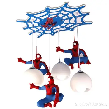 Kreative Spider-Man Lysekrone Lys Tegnefilm børneværelse Hanglamp Armatur Suspendu Lille Dreng Soveværelse Øje Vagt Led-Lamper