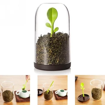 Kreative Te Ungt træ Kan kaffebønner, Sukker Opbevaring af Fødevarer lagertank Forsegling Lille Krukke til Opbevaring Køkken Gift med Ske