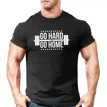 Kvalitet Bomuld Herre Print T-Shirt Gå Hårdt eller Gå Hjem | England Body Building |Gyme Træning, Træner Motivation Offensive T-Shirts