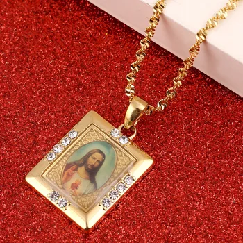 Kvinder Mænd Tværs af Jesus Halskæde Smykker, Trendy Guld Farve Vedhæng til Vintage Ny Erklæring Ferie Tilbehør