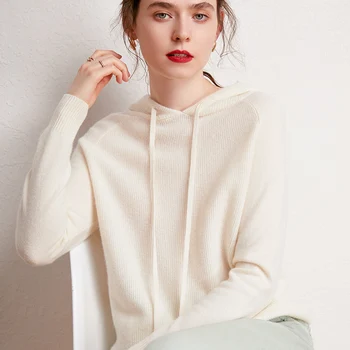 Kvinder Sweater Hooded 8Colors 100 Cashmere Strikkede Pullovers 2020 Vinter Efterår Nye Rene Pashmina Jumpere kvindelige Top