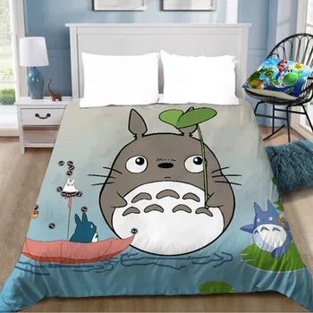 Lagen Totoro Anime Print Tegnefilm Flad Seng Ark Sæt til Børn Gaver, Børn, Rum Udsmykning Hjem Sengetøj Sengetøj Sengetøj