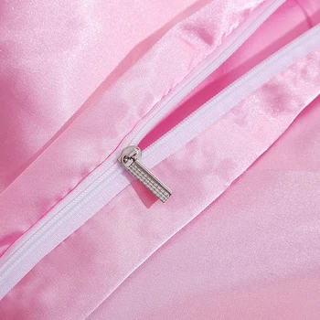 Lanlika Luksus Pink Silke Satin Sengetøj Sæt Bløde Dronning Duvet Cover King Size Voksen, Sengelinned med Pudebetræk, Lagen boligtekstiler
