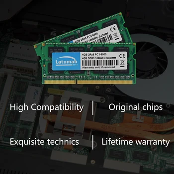 Latumab 4GB 8GB 16GB DDR3 1066mhz 1600MHZ PC3 8500 Laptop Hukommelse SoDimm-Hukommelse Ram-204-Pins Høj Kvalitet Bærbare Modul SODIMM