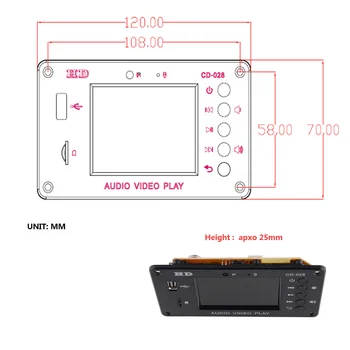 LCD-Bil Bluetooth 5.0 MP3-Afspiller, FLAC, APE Dekoder Bord Modul W. USB FM Aux Radio Lyrics Spektrum Mappe-Visning PW KIT-HUKOMMELSE