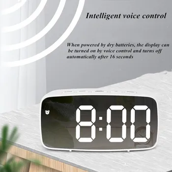 LED Spejlet, Vækkeur Digitalt Ur stemmestyring Snooze Time Temperatur Display, Night Mode, boligindretning Uret til Gave