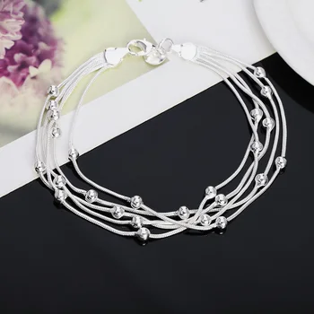 LEKANI 925 Sterling Sølv Fem Slange Kæde Drue Perler Armbånd Til Kvinder, Bryllup, Engagement Party Fine Smykker