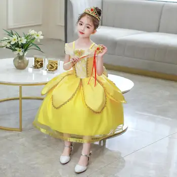 Lille Pige Cosplay Prinsesse Belle Dress Skønheden og Udyret Kids Dress up Party Hallowen Fødselsdag Drama Foto Kostume