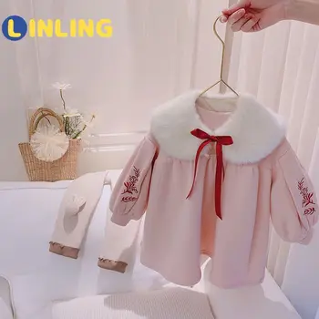 LINLING Kinesisk Stil Polstret Kjole til Efterår/vinter 2021 Western Stil Nederdel Pige Baby Antikke Prinsesse Kjole V732