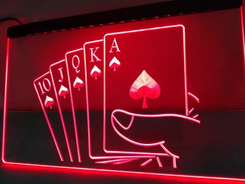 LK416 - Royal Flush Poker Casino Regel LED Neon Lys Tegn home decor håndværk