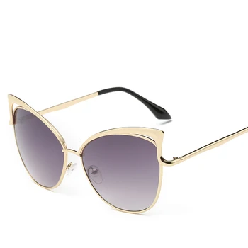 LONSY Sexet Cat Eye Solbriller Kvinder Brand Design Metal Ramme Spejl Rose Gold solbriller Kvindelige UV400 Retro Oculos De Sol Gafas