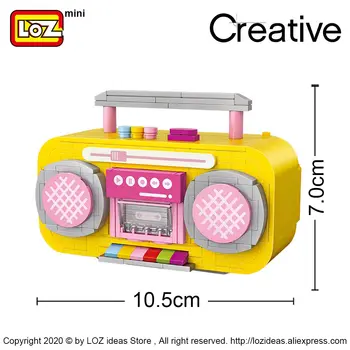 LOZ Mini-byggeklodser gul-radio optager CP-modellen samlet partikel byggesten model ornamenter puslespil legetøj Børn