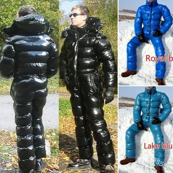 Lugentolo Herre Parkacoats Bjergigning Tøj Plus Size Vinter Tyk Varm Heldragt Solid X-Lang Stand-up Krave, Herre Tøj