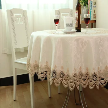 Luksus broderet dug tabel spise runde bord, dække bord klud vandopløselige blonder 002 bryllup blomst hjem tekstil