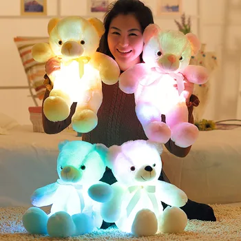 Lysende Kreativ lyser LED Farverige Glødende Bamse tøjdyr Plush Legetøj Julegave til Kid