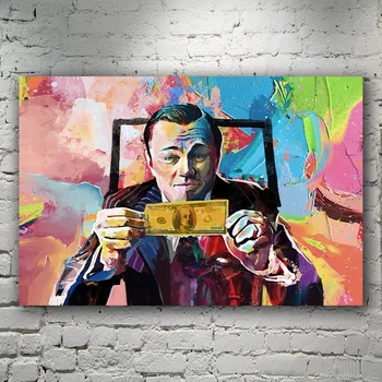 Lærred Maleri Kunst Wolf of Wall Street Leonardo DiCaprio Penge Plakat og Print til Stue Dekoration Urammet