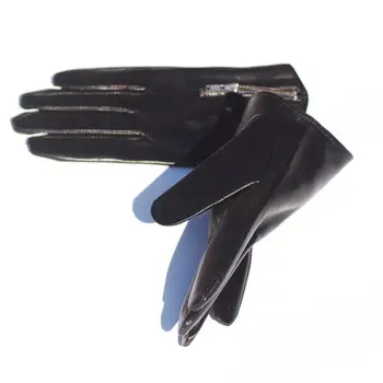 Man fashion cool side lynlås ægte Italien læder sort handsker