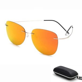 Med Polariseret Titanium Polaroid solbriller Brand Designer Uindfattede Gafas Mænd Sol briller, solbriller til mænd