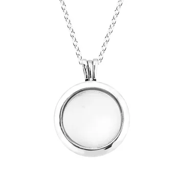 Medium Mousserende Medaljon Vedhæng & Halskæde med Krystal Glas og Klare CZ 925 Sterling Sølv Fine Smykker Gratis Fragt