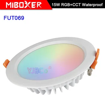 Miboxer Vandtæt 15W RGB+CCT LED Downlight FUT069 Runde AC 100V-240V Dæmpbar trådløse wifi-kontrol-LED Spotlight i Loftet