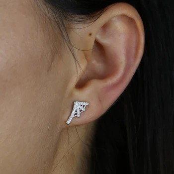 Micro bane cz 925 sterling sølv stud øreringe til kvinder girl minimal fine små bitte stud øreringe