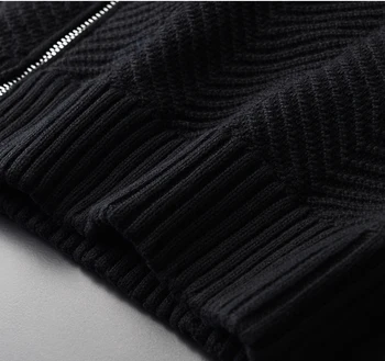 Minglu Stå Krave Mænd Sweater Plus Størrelse 4xl To Pocket Sort Cardigan med Lynlås Mænd Mode Tilføje Tyk Simpe Casual Herre Trøjer