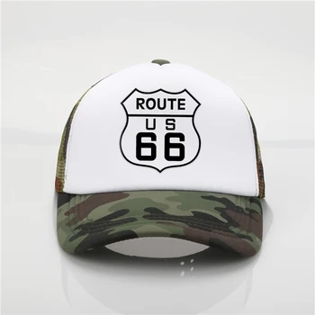 Mode hat Route 66 udskrivning nettet baseball cap cap til Mænd og kvinder Sommeren Tendens Cap Nye Unge Joker solhat Stranden Visir hat