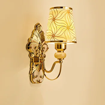 Moderne Europæisk Stil Sengen Monocephalic Væglampe Stue Midtergangen Hotel Villa Undersøgelse Guld Mønster Væglampe