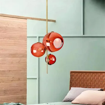 Moderne LED Glas Vedhæng lys Kunst Kreative Rødt Glas Pendel Stue Spisestue køkken hænge lamper, Indretning Inventar