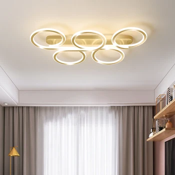 Moderne LED-stue loft lys til soveværelse, arbejdsværelse Guld loftslampe Rund kreativ kombination Armaturer 110V220V