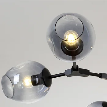 Moderne Lysekrone Amber/Røg/grå Glas Industrial light til stue, soveværelse restaurant gren Lysekrone