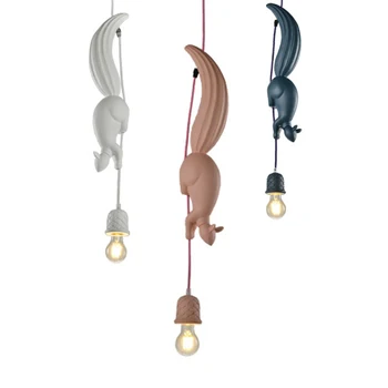 Moderne Nordiske LED Pendel Egern Form Kreativitet Pink Blå Hvid E27 Pendel Lys Til stuen, børneværelset Soveværelse