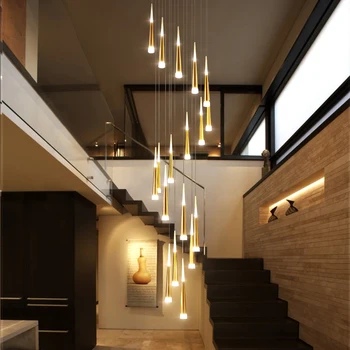 Moderne og enkle LED vedhæng lys for trappe belysning fastholdelsesanordningen deco indendørs roterende stue meteorregn hængende lampe