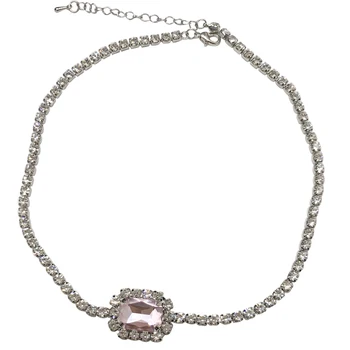 Moderne Smykker Til Kvinder Halskæde Fine Design Af Høj Kvalitet Pink Krystal Square Glas-Halskæde Til Kvinder, Dame Gaver