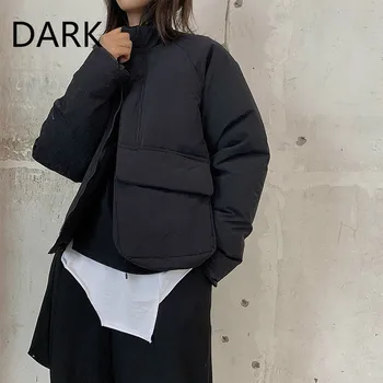 Mørk Black Cotton Coat Kvinder Korte Tykke, Uregelmæssige, Bomuld, Pels 2020 Vinteren Ny