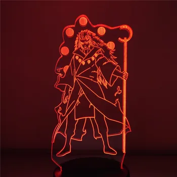 Naruto Uchiha Madara 3D LED Nat Lys Rikudo Sennin Version Kids Soveværelse Sengen Dekoration Lampara Kreative Lampe Hjem Lampe