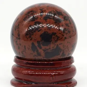Naturlig Rød Mahogni Obsidian Sten Bold Mineral Kvarts Sfære Hånd Massage krystalkugle Healing Feng Shui Home Tilbehør 30mm