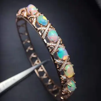 Naturlige Og Virkelige Opal vedhæng i Massivt sterlingsølv S925 For Kvinder Farve Perle Sten Ringe Fine Smykker