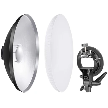 Neewer Foto Studio 16 inches/41 cm Beauty Dish Aluminium Lys Reflektor med Hvid Diffuser og S-Type Flash Bowens