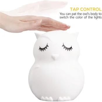 Night Light Søde Dyr Silikone Baby med Touch Sensor, Fjernbetjening, Genopladelige Farve Skiftende Ugle Lampe