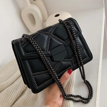 Nitte Kæde Brand Designer PU Læder Messenger Bag Kvinders 2020 Mode Enkel skuldertaske Damer Luksus Håndtaske
