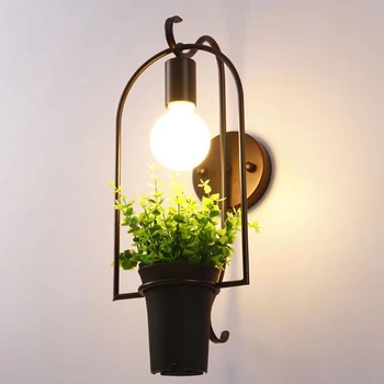 Nordisk retro kreative plante væglampe Amerikansk stil smedejern soveværelse sengen stue spisestue midtergangen dekorativ væglampe