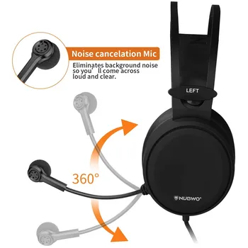 NUBWO N7 Gaming Headset Casque PC-Stereo-Hovedtelefoner med Mikrofon til PS4, Nye Xbox,PC, Mobiltelefon Gamer Headset