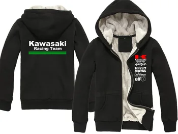 Ny Kawasaki Racing Team bomuld jakke Mænds casual hoodie Motocross tyk pels motorcykel sweatshirts