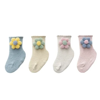 Ny varm baby sokker søde blomster blød og skridsikker baby fod sok