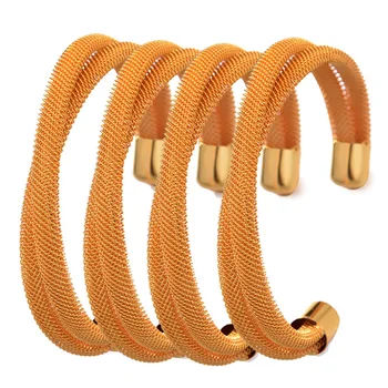 Nye 24K 4stk/masse Dubai Gold Baby Armbånd Smykker Til Kvinder, Piger 24K Guld Farve Etiopiske Armbånd Armbånd Smykker